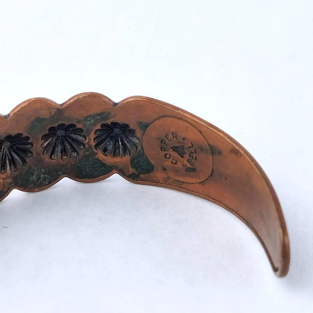 Vintage Copper Bell Copper Cuff Bracelet Southwestern‎ Sunburst Stamped